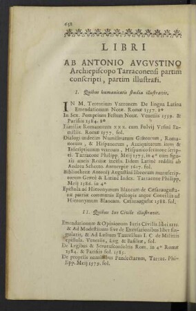 Libri ab Antonio Augustino archiepiscopo Tarraconensi partim conscripti, partim illustrati.