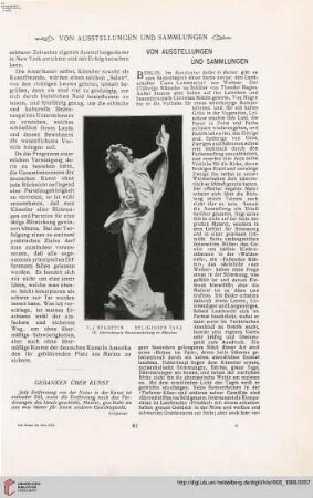 Von Ausstellungen - Vermischtes - Personal- und Atelier-Nachrichten