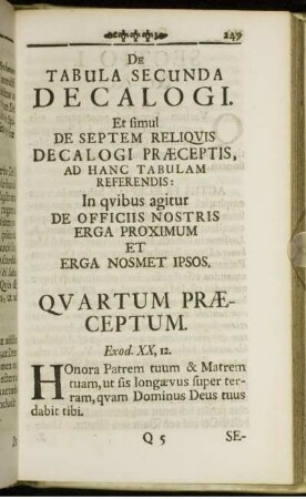 Quartum Præceptum.