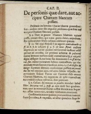 Cap. II. De personis quæ dare, aut accipere Chartam blancam possunt.