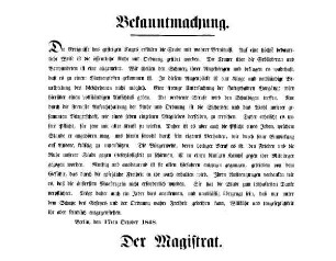 Bekanntmachung. Die Ereignisse des gestrigen Tages [...]