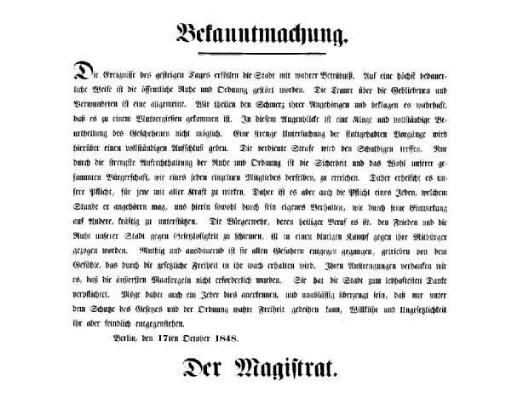 Bekanntmachung. Die Ereignisse des gestrigen Tages [...]