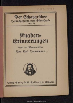 Knaben-Erinnerungen : aus den Memorabilien