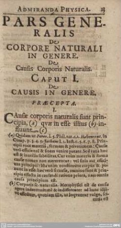 Caput I. De Causis in Genere.