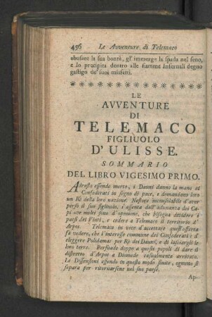 [Sommario Del Libro Vigesimo Primo - Libro Vigesimo Quarto.]