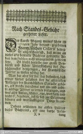 Nach Standes-Gebühr geehrter Leser