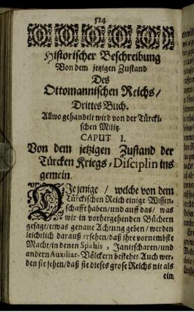 Drittes Buch. Allwo gehandelt wird von der Türckischen Militz.