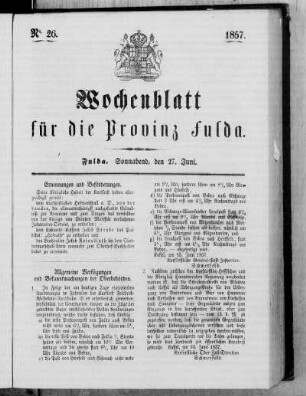 Nr. 26, Ausgabe vom 27. Juni 1857