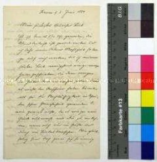Brief von Joseph Köchling an Antonia Bußmann, spätere Köchling, aus der Verlobungszeit über seine Sehnsucht nach ihr und über die Familien