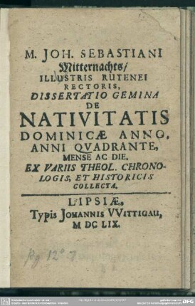 De navitatis dominicae anno, anni quadrante, mense ac die