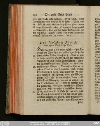 Das funfzehnte Kapitel, vom 35ten Vers bis zu Ende.