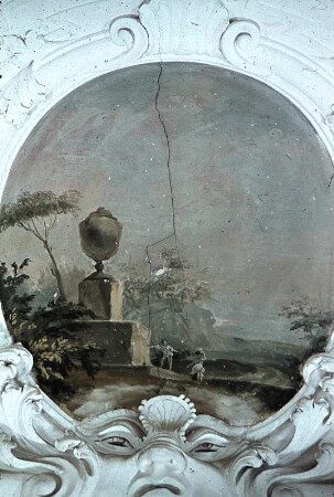 Phantasielandschaft mit antiker Skulptur