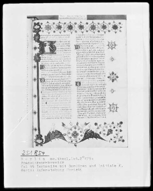 Franziskanisches Brevier — Initiale K, darin Auferstehung Christi, Folio 95recto