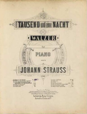 Tausend und eine Nacht : Walzer : für Piano : op. 346