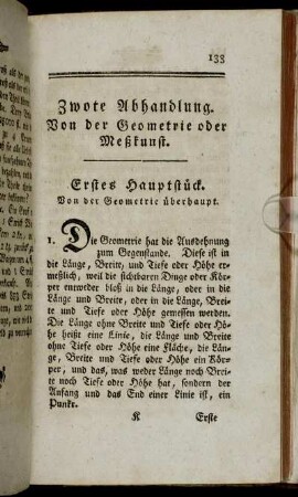 Erstes Hauptstück. Von der Geometrie überhaupt.