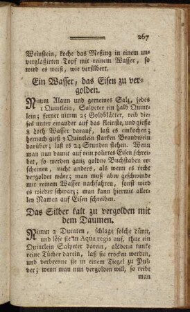 Ein Wasser, das Eisen zu vergolden