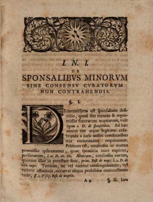 Exercitatio acad de sponsalibus minorum sine consensu curatorum non contrahendis
