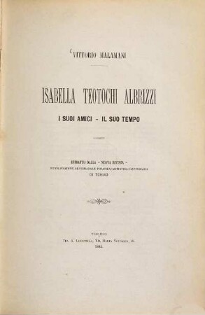 Isabella Teotochi Albrizzi, i suoi amici-il suo tempo : Estratto dalla-Nuovo Rivista di Torino