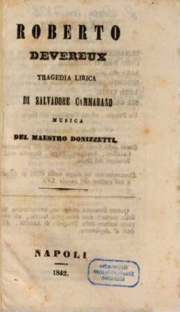 Roberto Devereux : tragedia lirica