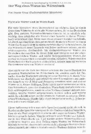 Der Weg eines Wortes ins Wörterbuch