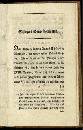 Schlözers Sansculottismus.