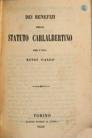 Dei benefizi dello Statuto Carlalbertino