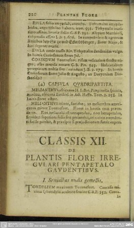 Classis XII. De Plantis Flore Irregulari Pentapetalo Gaudentibus