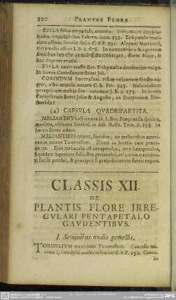Classis XII. De Plantis Flore Irregulari Pentapetalo Gaudentibus