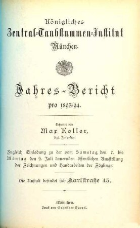 Jahresbericht. 1893/94