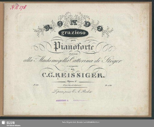 Rondo grazioso per il Pianoforte : Opera 37