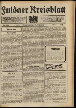 Zweite Ausgabe vom Donnerstag, den 19. Dezember 1912.