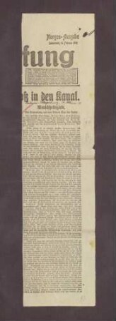 Ausschnitt aus Berliner Volkszeitung: "Menschheitziele. Eine Unterredung mit dem Prinzen Max von Baden"