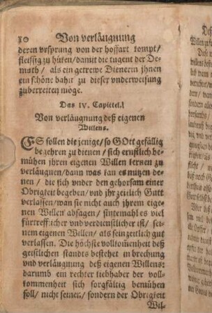 Das IV. Capitel. Von verläugnung deß eigenen Willens.