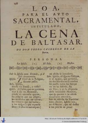 Loa para el Auto Sacramental La Cena de Baltasar.