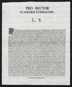 Pro-Rector Academiae Tubingensis, L. S.