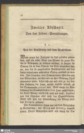 Zweiter Abschnitt. Von den Lebens-Verrichtungen