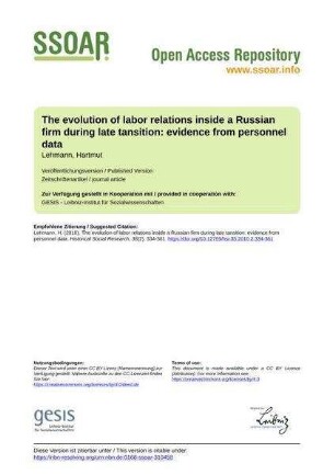 The evolution of labor relations inside a Russian firm during late tansition: evidence from personnel data