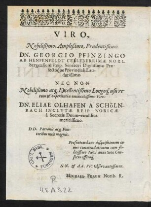 1r-2v, Viro Nobilißimo, Amplißimo, Prudentißimo