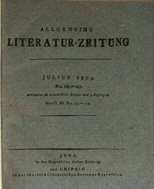 Allgemeine Literatur-Zeitung : ALZ ; auf das Jahr .... 1803, 3