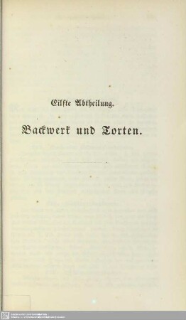 Eilfte Abtheilung. Backwerk und Torten