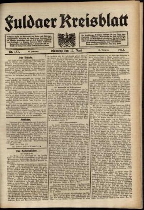 Ausgabe vom Dienstag, den 17. Juni 1913.