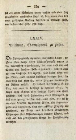 LXXIV. Anleitung, Champignons zu ziehen