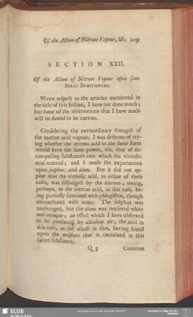 Section XXII. Of the Action of Nitrous Vopour upon some Solid Substances