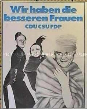 Satireplakat zum Thema Frauen in öffentlichen Ämtern