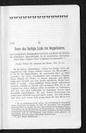 Über das farbige Licht der Doppelsterne