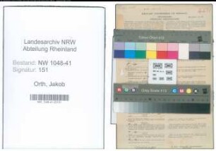 Entnazifizierung Jakob Orth , geb. 25.12.1896 (Polizist)