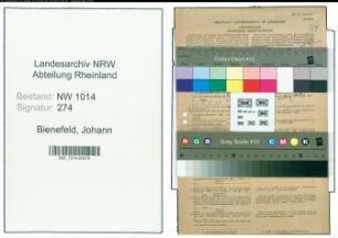Entnazifizierung Johann Bienefeld , geb. 20.06.1900 (Aufseher)