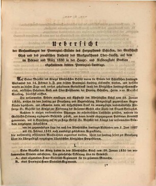 Verhandlungen des Provinzial-Landtags des Herzogthums Schlesien, der Grafschaft Glatz und des Markgraftums Oberlausitz preußischen Anteils, 3. 1830