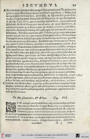 Cap. VII.: De fine saltationis, & de loco