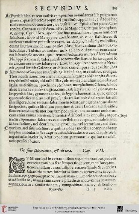 Cap. VII.: De fine saltationis, & de loco